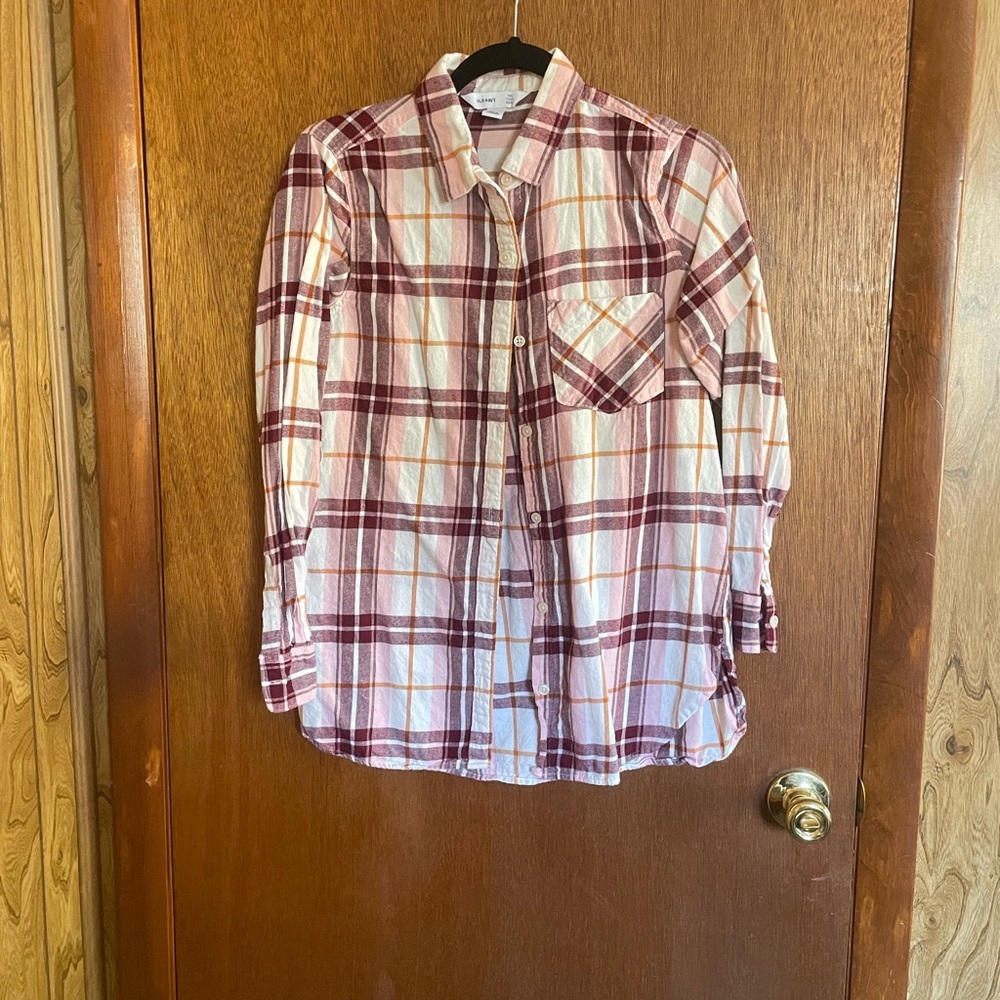 Old Navy Pink and Yellow The Tunic Shirt